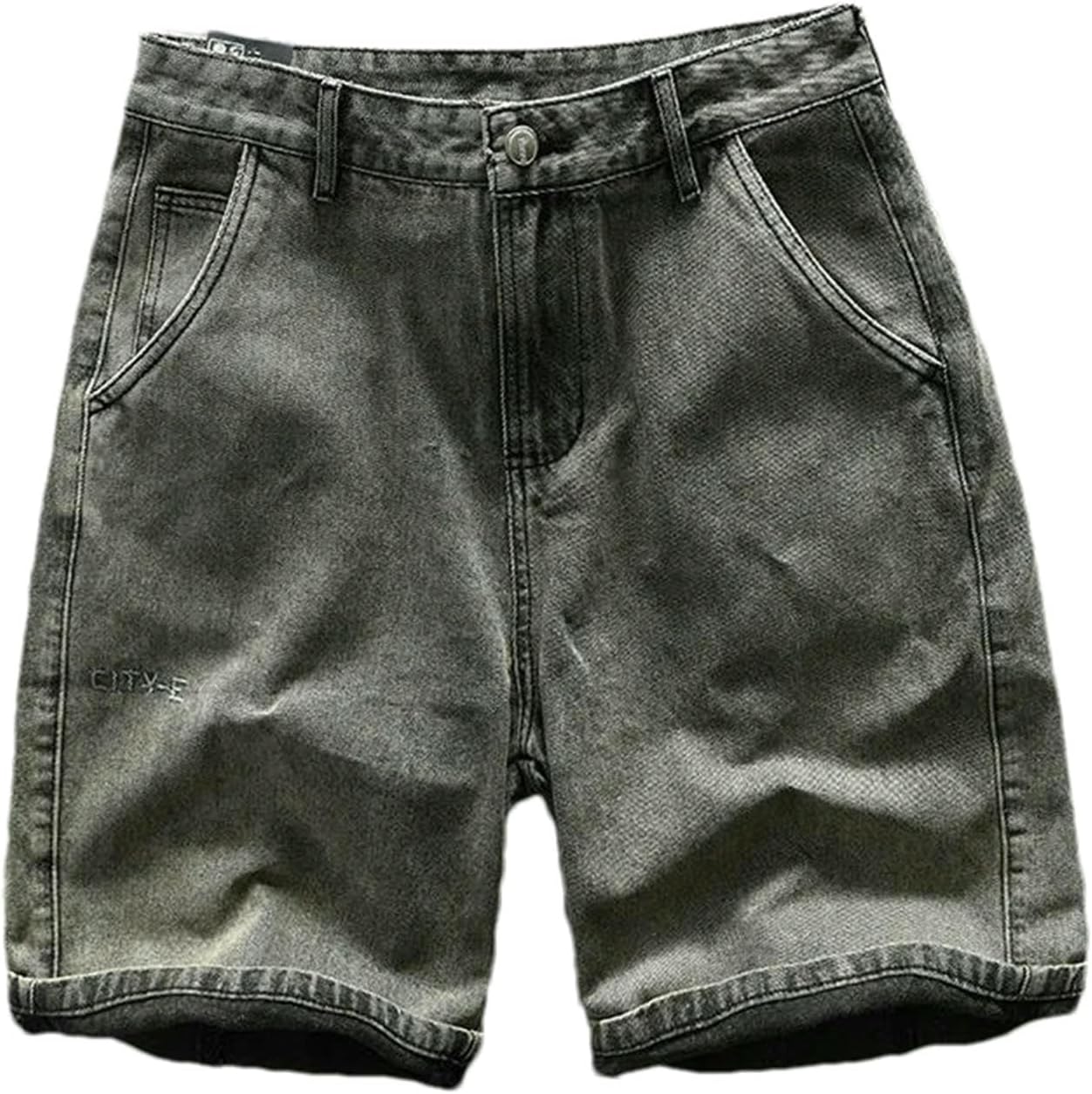 Mens Summer Vintage Washed Cargo Denim Shorts Men Clothing Soft Cotton Knee Length Men Pants