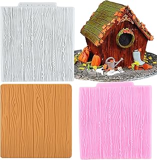 Wood Grain Tree Bark Silicone Molds Tree Bark Texture Fondant Mold for Cake Decorating Cupcake Topper Chocolate Candy Gum Paste Polymer Clay Set Of 2