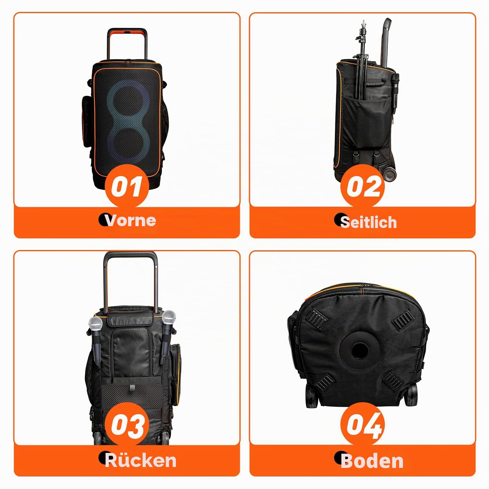 Schutzhülle Tasche für JBL PartyBox 520, Wasserdichte Transporttasche mit Rollen, Staubdichte Aufbewahrungstasche für JBL PartyBox 520 Lautsprecher für Reisen im Freien (Schwarz)