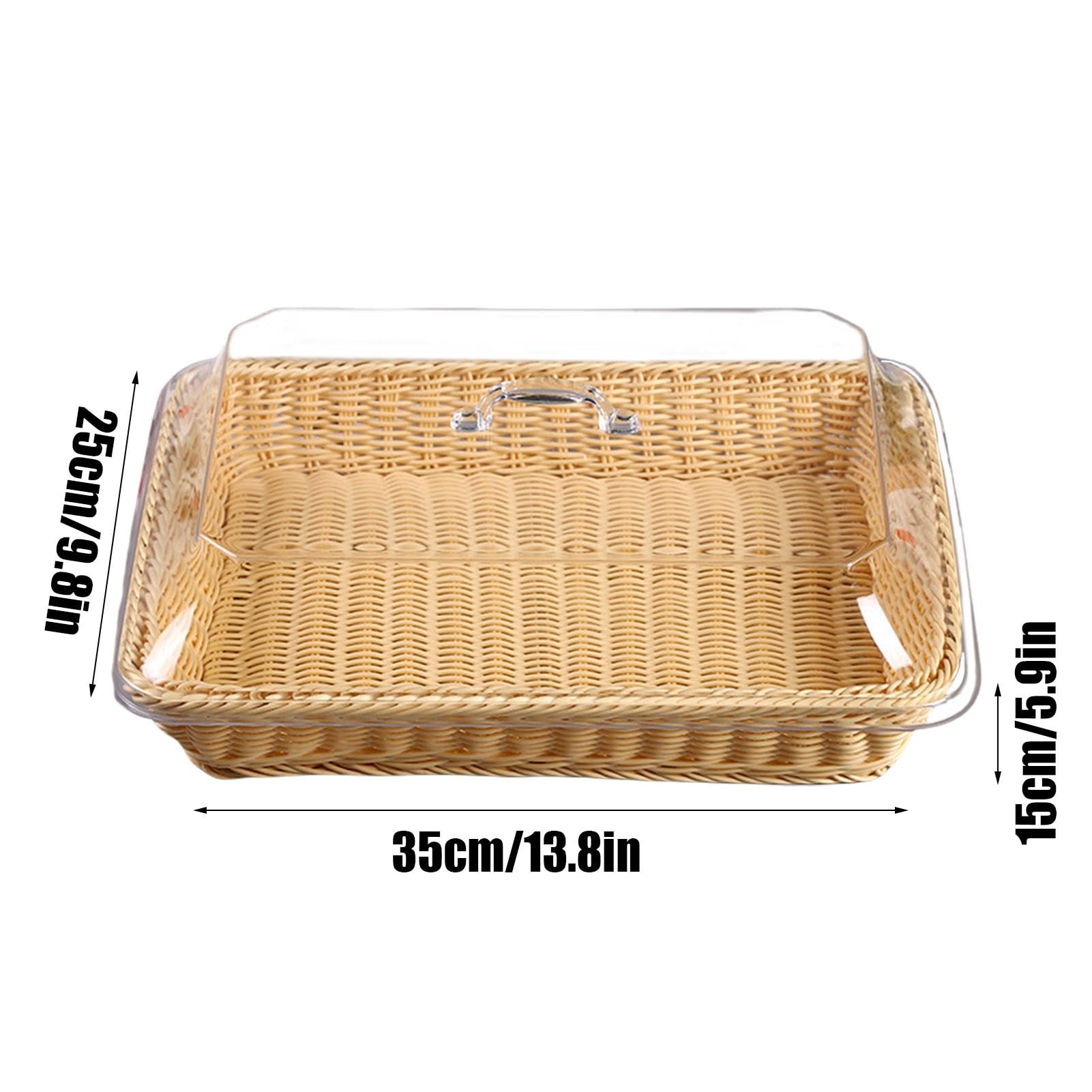 Mahlzeit Cestino per Pane in Rattan 53x33x25 cm con Coperchio Roll-Top