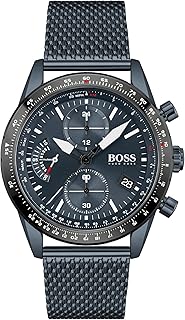 بوس ساعة كرونوغراف كوارتز للرجال بسوار شبكي ازرق من الستانلس ستيل - 1513887