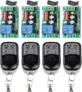 AC 220V 1CH 10A Wireless Remote Control Switch 4 Receiver + 4 Transmitter Learning Code Momentary Toggle Latched Adjusted