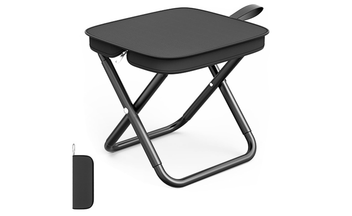 Tabouret Pliant Portable Xolear – Acier Carbone, Charge 120 Kg, Poids 0,53 Kg, Avec Sac, Noir