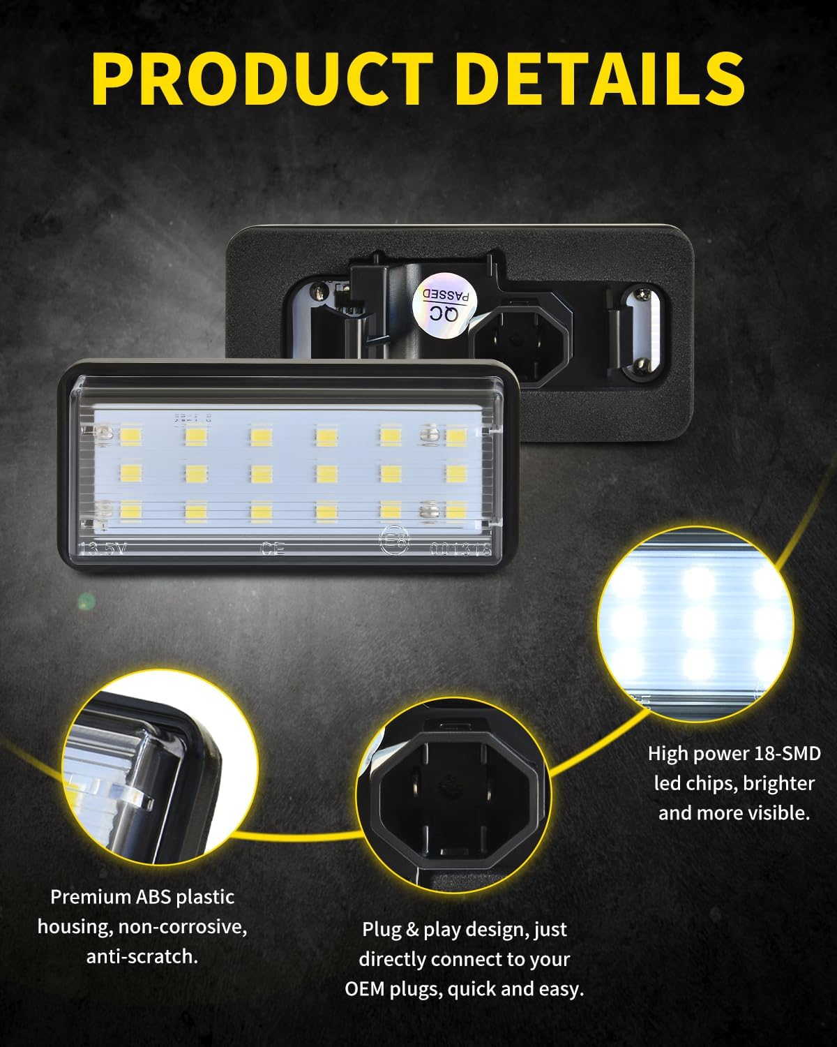 LED License Plate Lights White Tag Lamp Assembly Compatible with Lexus 1998-2007 LX470, 2008-2012 LX570, 2002-2009 GX470 amd Toyota 2008-2014 J200 Land Cruiser, 2004-2009 Mark X, Pack of 2