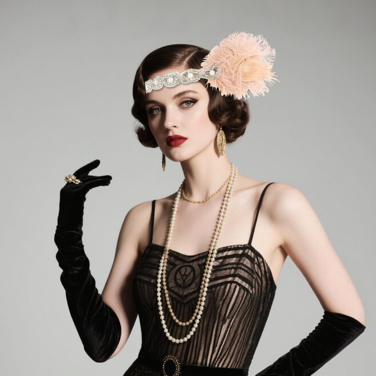 CURASA 1920s Flapper Headpiece Great Gatsby Cocktail Costume - Image 5