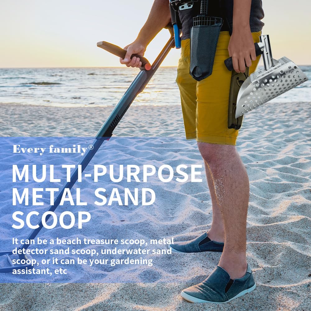 Herramienta de búsqueda de Oro de diseño de Playa con Agujero, Pala de Arena de Metal de 29 cm, Pala de Arena de Reloj de Arena - Pala del Tesoro de Acero Inoxidable con Mango