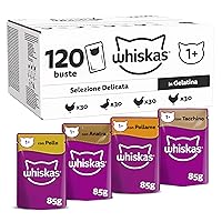 Whiskas Selezione Delicata in Gelatina 1+, Cibo Umido per Gatti