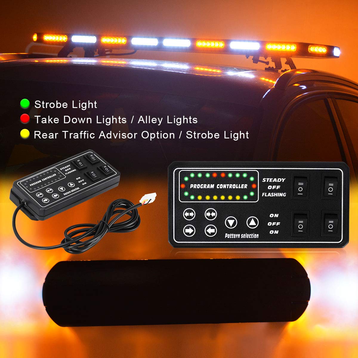 YITAMOTOR Strobe Light Bar 48 Inch 120 LED Emergency Hazard Warning