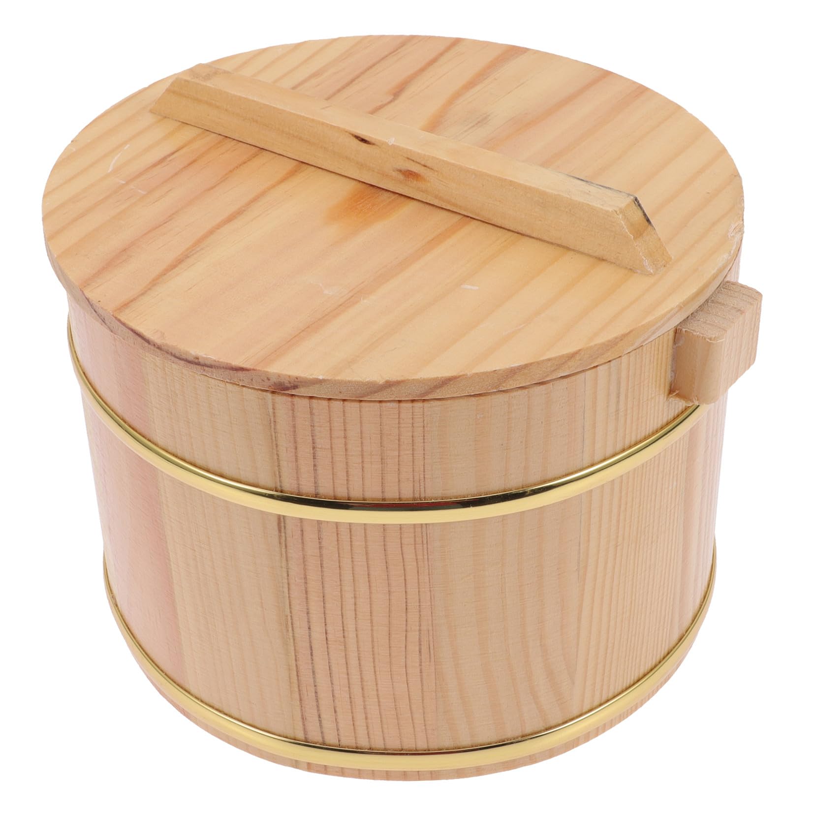 Vasca Tradizionale Giapponese per Riso in Legno 18Cm Coperchio e Manico Casuale Secchiello per Riso al Vapore Adatto a Ristoranti e Preparazioni Casalinghe Stili multipli