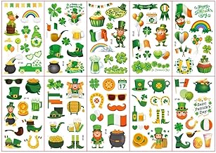 Tsathoggua 107 Styles St Patricks Day Decorations Temporary Tattoos, 10 Sheets St. Patrick's Day Tattoo Stickers, Shamrock Leprechaun Hat Irish Flags, Irish Party Supplies, St Patricks Day Accessories