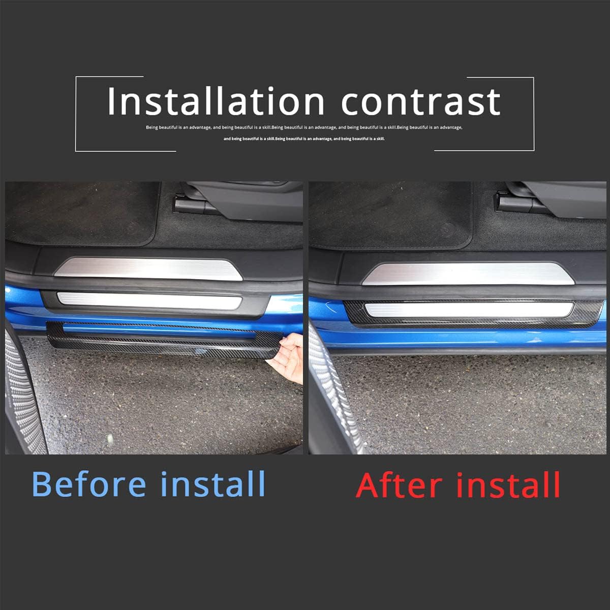 Real Carbon Fiber Door Sill Protectors Compatible with L@mborghini Urus/Urus SE 2018-2023 Door Sill Guard Trim Cover, Threshold Strip Door Entry Guard Decorative Strip, 4PCS (Black)