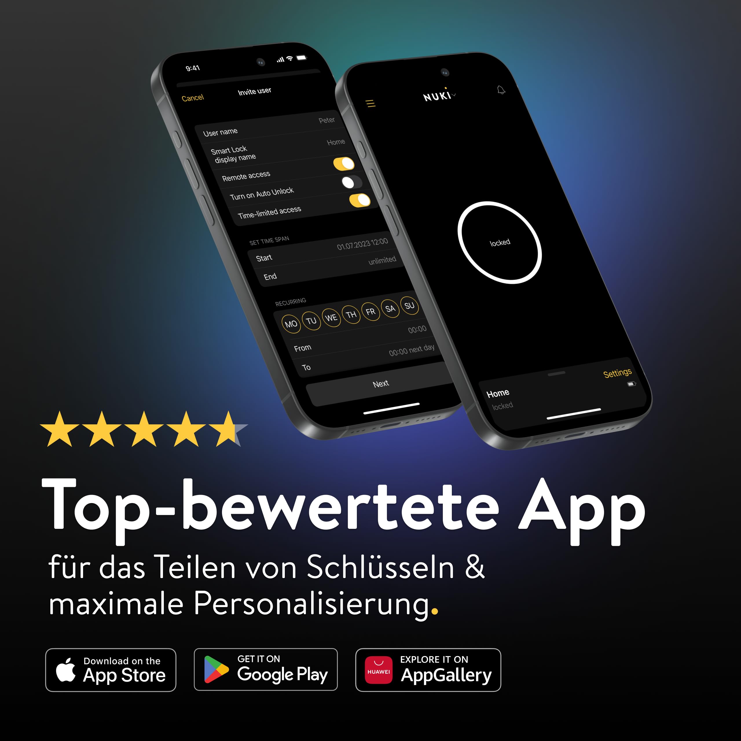 Nuki Smart Lock Go (2025) Bluetooth WLAN Matter elektronisches Türschloss Smartphone Schlüssel Nachrüsten ohne Zylindertausch