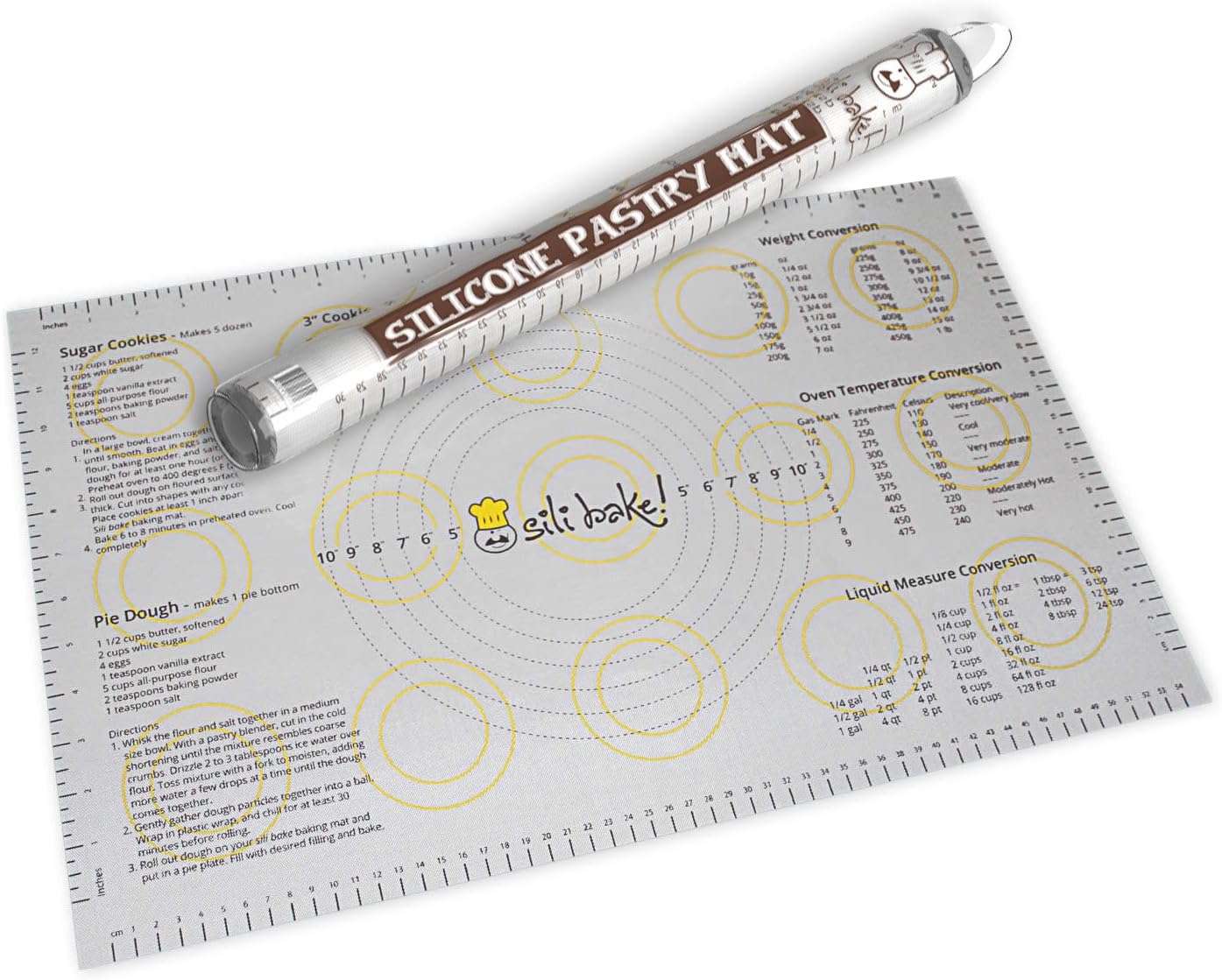 Silicone Pastry Mat with Measurements. Finally a Baking Mat That Actually Works. Designed in the USA. Large 23” x 15”