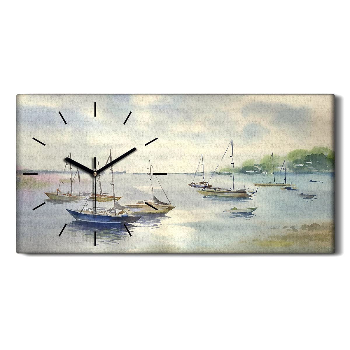 Horloge sur toile sans tic-tac 60x30cm pour décoration murale de chambre d'adulte