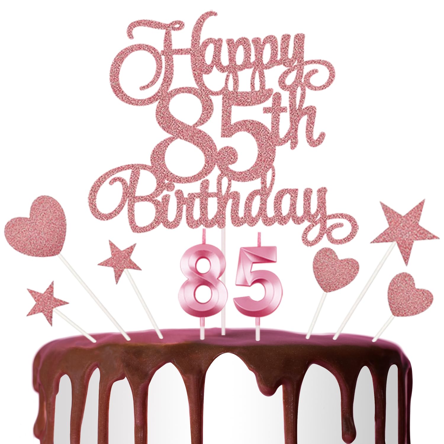 85th Happy Birthday Cake Decorations, 85th Birthday Candles Cake Numeral Candles Glitter for Birthday Anniversary Party Supplies