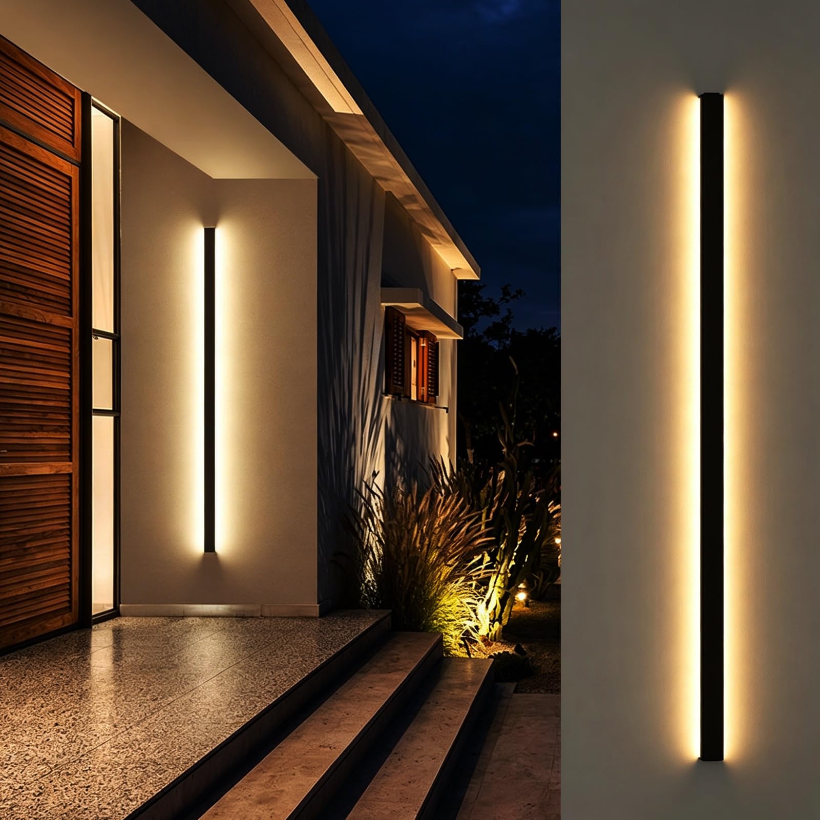 Body Sensing Wall Lighting for Front Porch Hallways, LED Luminous Stair Handrail with Soft Light, Matte Metal Atmospheric Light Banister Railing(Right Natural Light,2.3ft/0.7m)