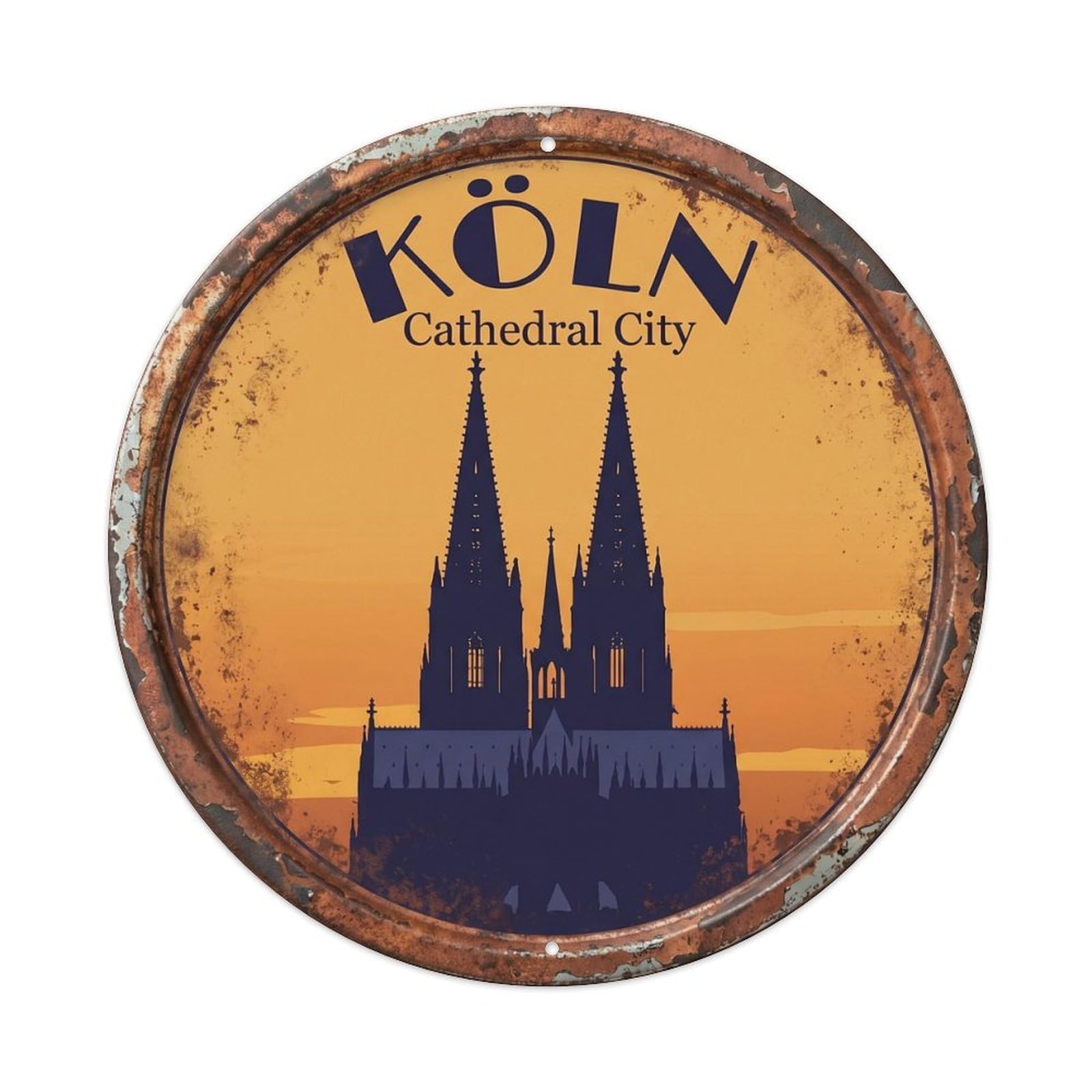 Cathedral Gothic Evening Sanctuary Metal Tin Sign Plaque Wall Decor for Cafe, Club, Garden Round Metal Poster 8x8Inch
