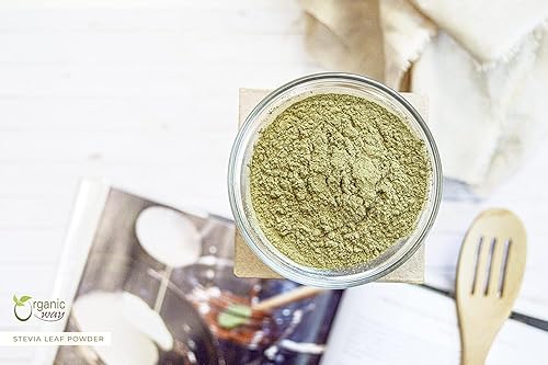 Miniatura 5 de Organic Way Polvo de hoja de stevia (Stevia Rebaudiana)  Certificado Kosher y USDA  Vegano, sin OMG y sin gluten  Edulcorante natural  100% crudo de