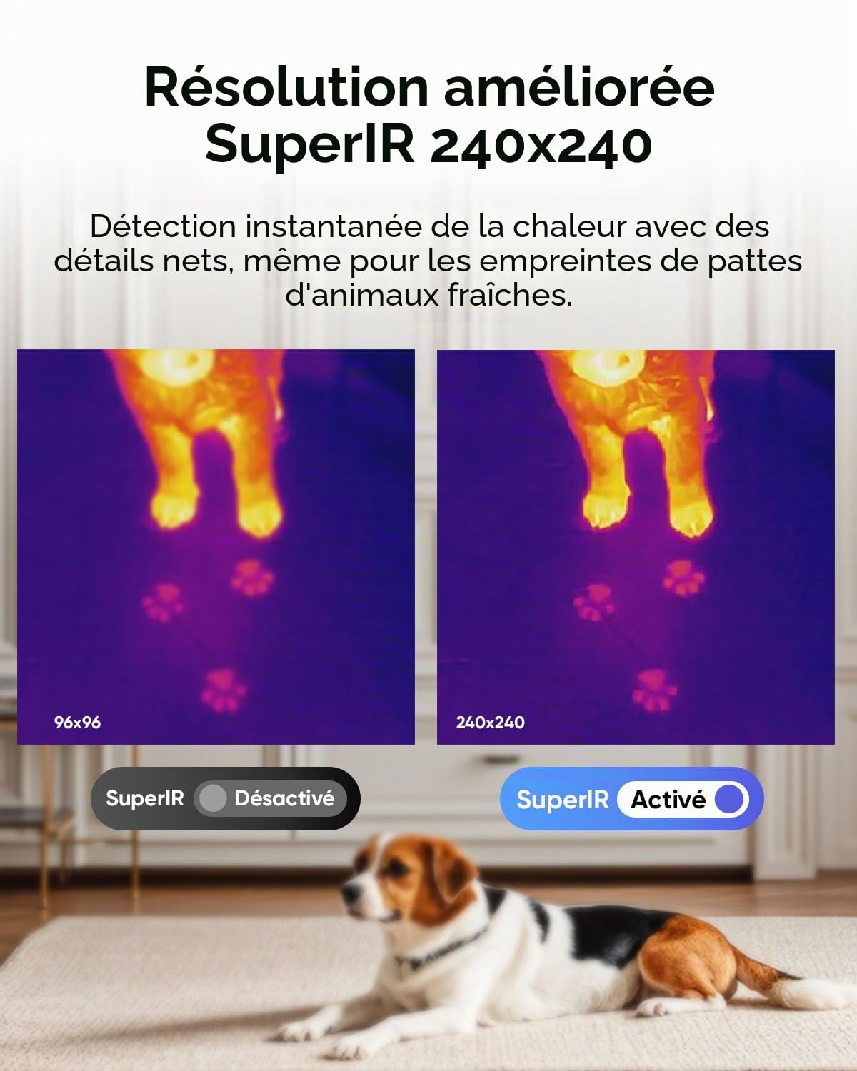 HIKMICRO D01 Caméra Thermique, Résolution Supérieure 240x240, SuperScene, Caméra d'Imagerie Thermique 96x96, Batterie de 3350mAh pour 11 heures d'autonomie, Enregistrement de Photos et Vidéos