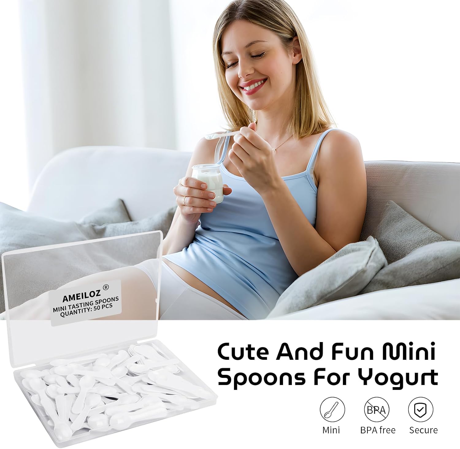 EILOZ Mini Tasting Spoons Tiny Plastic Taster Spoon for Yogurt Pudding