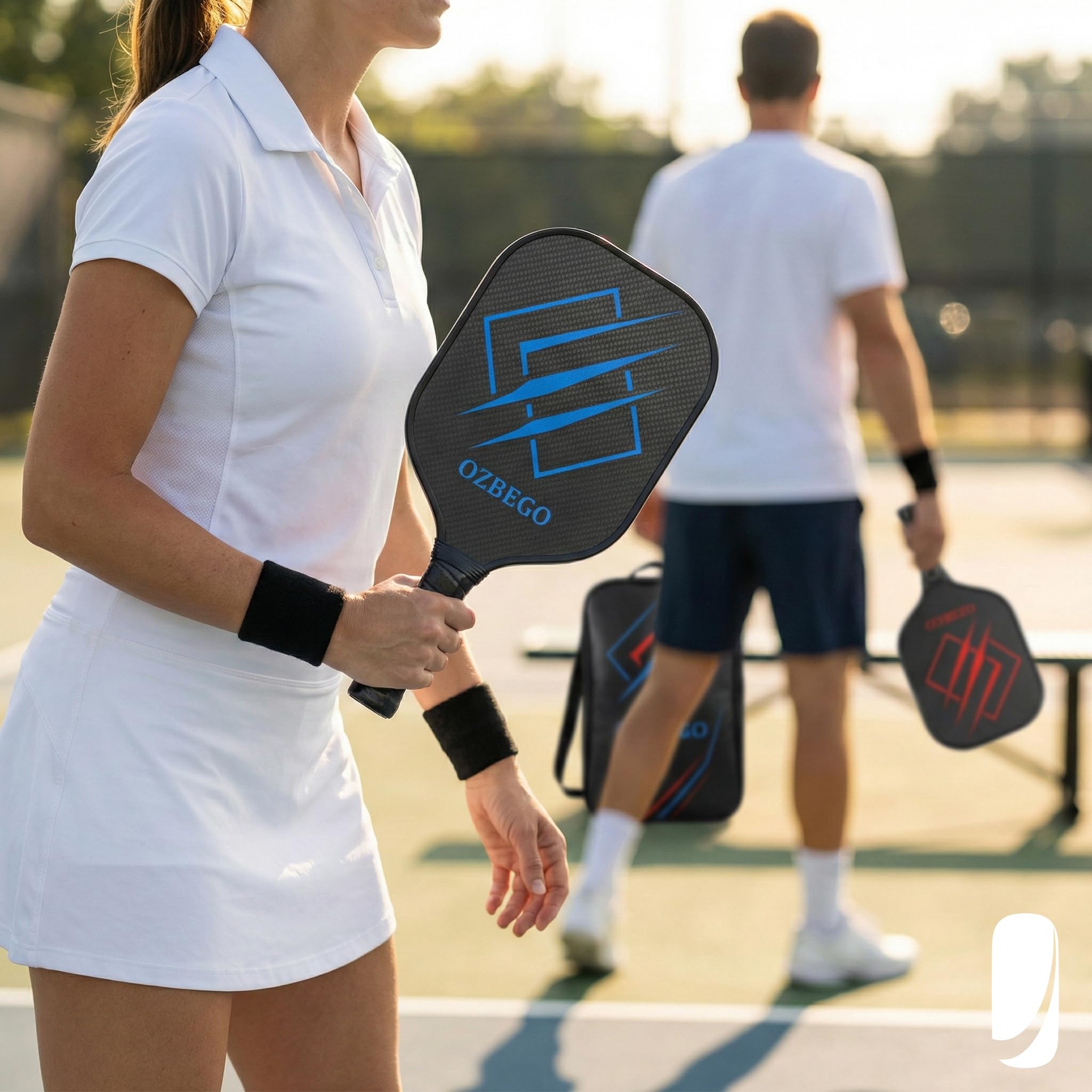 Pickleball Schläger Set 2er aus Carbon – inkl. 4 Bälle, Tasche & Overgrips – Leicht, rutschfest – Für Anfänger & Fortgeschrittene – OZBEGO