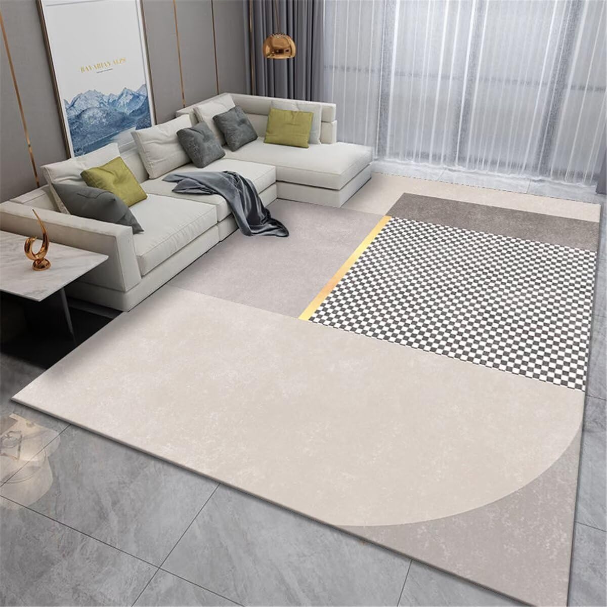 Tapis de chambre et salon gris résistant à l'usure 90x150