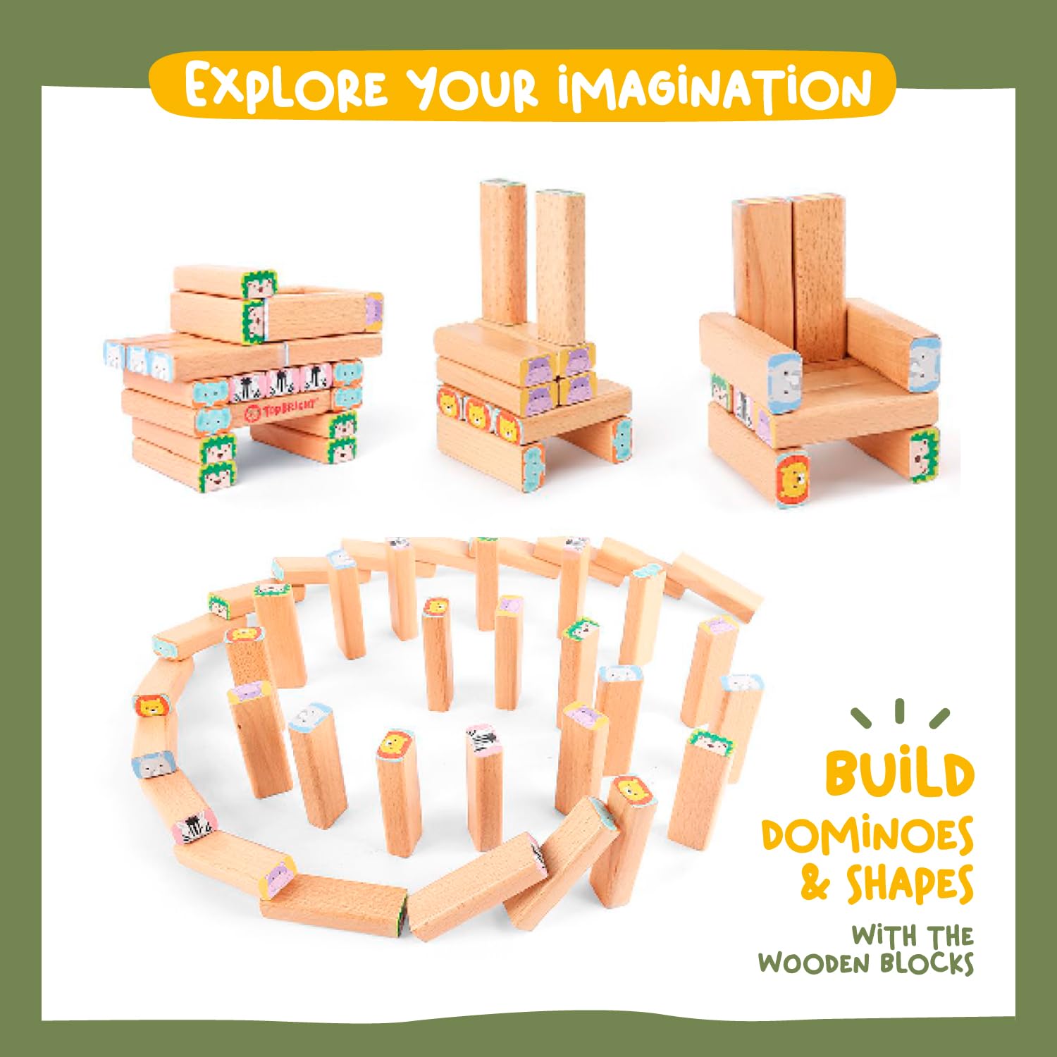 Nene Toys Wooden Block Stacking Game, 4-in-1 Tumble Tower Family Board Game with Building Blocks, Cards and Dice - Image 4