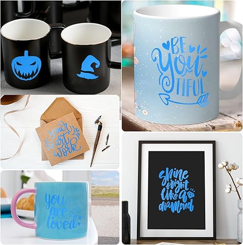 Vista 6 de Prime Vinyl Rollo de vinilo permanente azul mate, vinilo azul mate para Cricut, 12 pulgadas x 10 pies, vinilo autoadhesivo para Silhouette Cameo