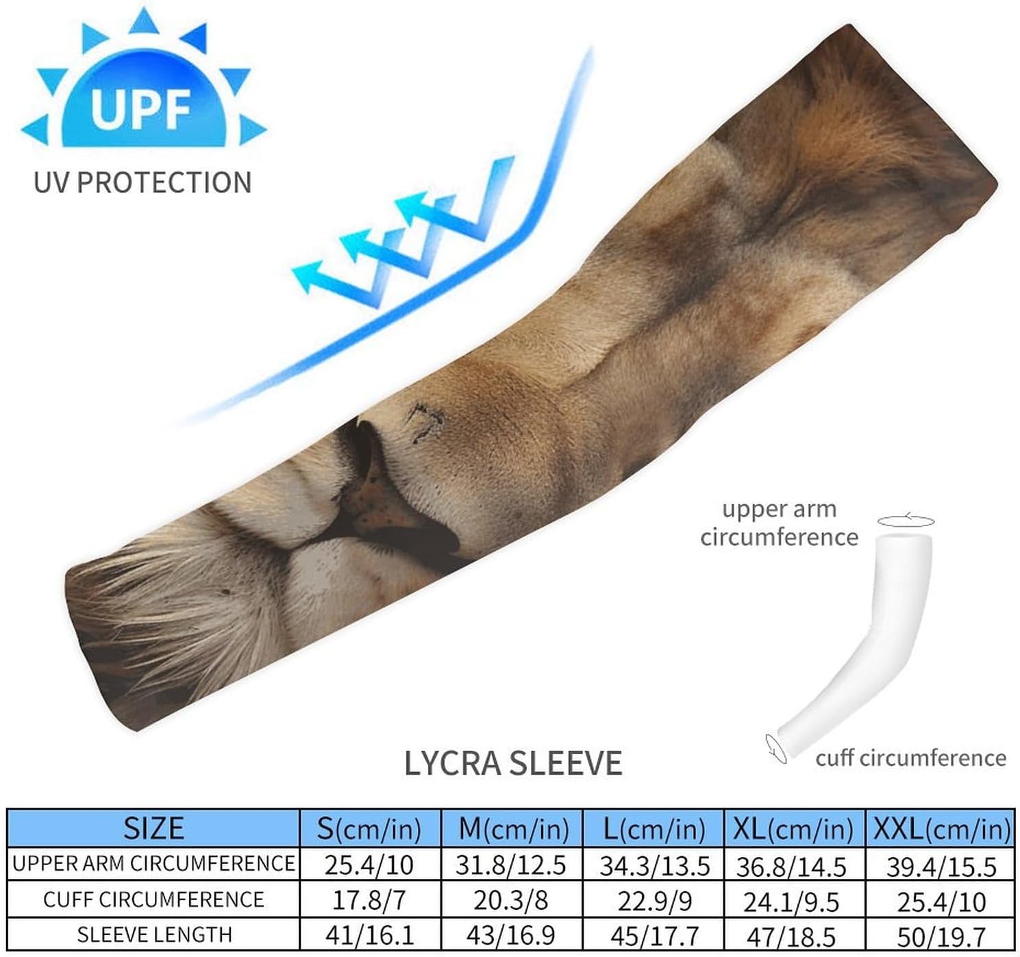 African Lion Head Arm Sleeves for Men Women Sun Protection Sleeves Cooling Compression Arm Covers for Sport