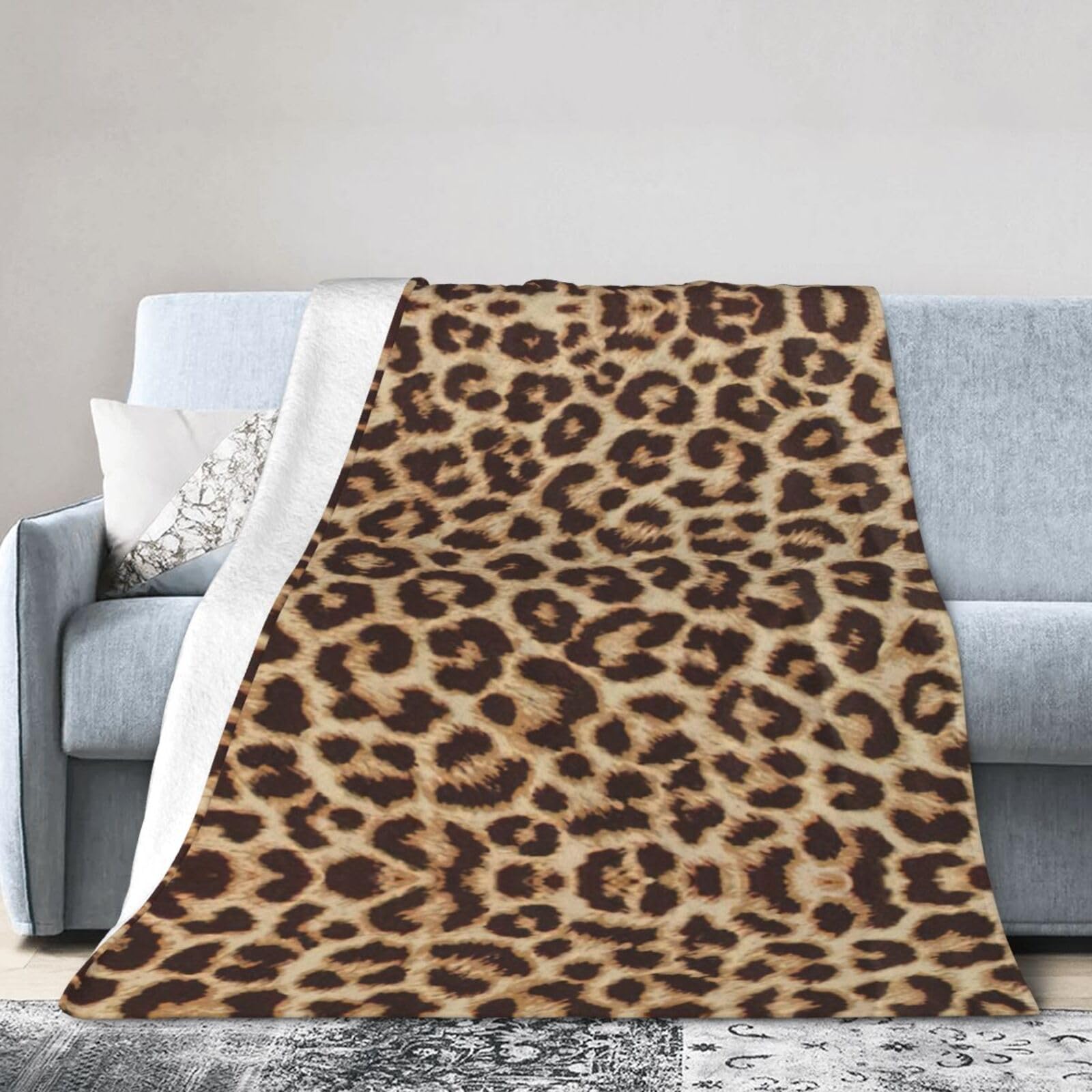 Uusnwaa Soft Cosy Fleece Warm Throw Fun Leopard Print Print Blanket