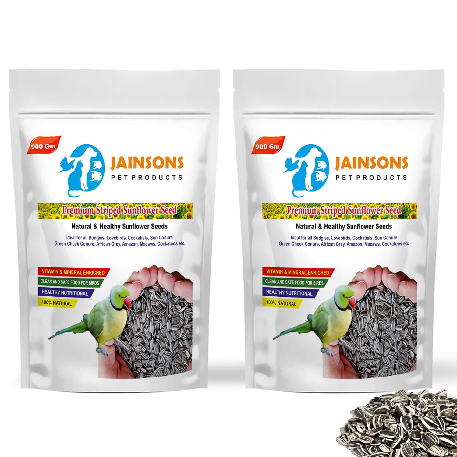 Jainsons Pet Products® Premium Striped Sunflower Seed for Budgies Bird Food Ideal for Sparrows, Budgies, Finches, Silver Bills, Parakeets, Parrots (900gram 2 PKT) (B09N1P351P) Amazon Price History, Amazon Price Tracker