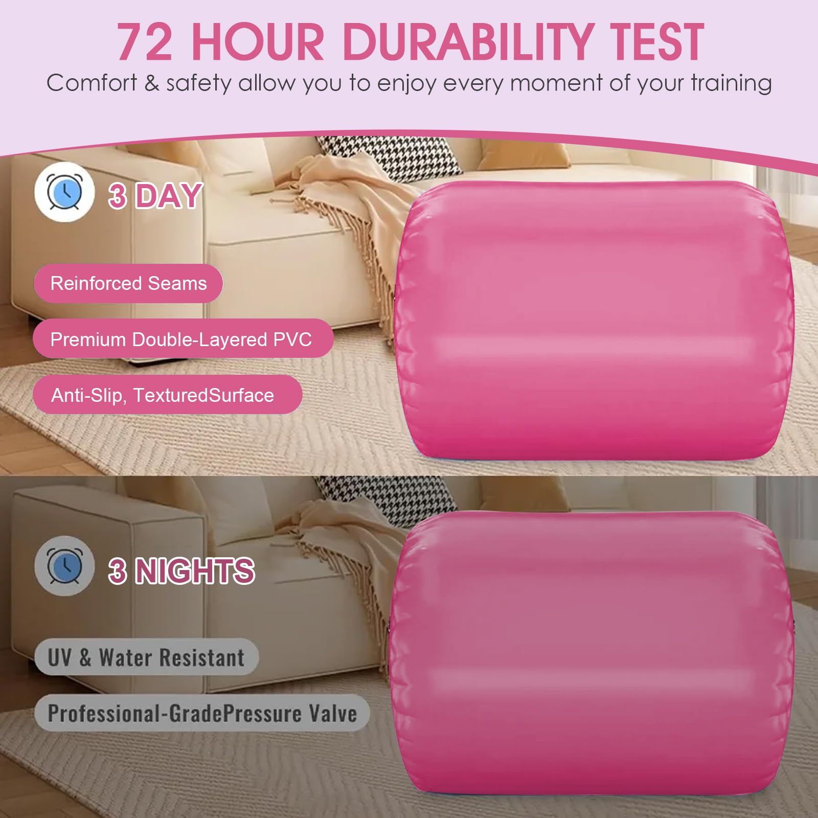 Rouleau de gymnastique, gonflable, 80/90 cm, tapis de tumbling, avec pompe à air électrique, cylindre de yoga, gymnastique, pour un usage domestique, le yoga, le fitness