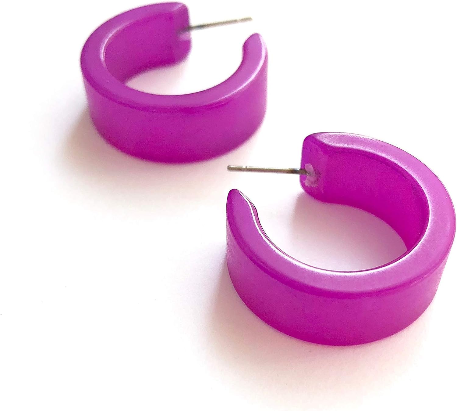 Violet Moonglow Lucite Wide Classic Hoop Earrings - WDCL-PU-10