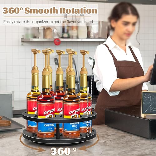 Miniatura 2 de Organizador de jarabe de café, soportes para cápsulas de café, organizador giratorio de barra de café de capacidad para 7 botellas, soporte para