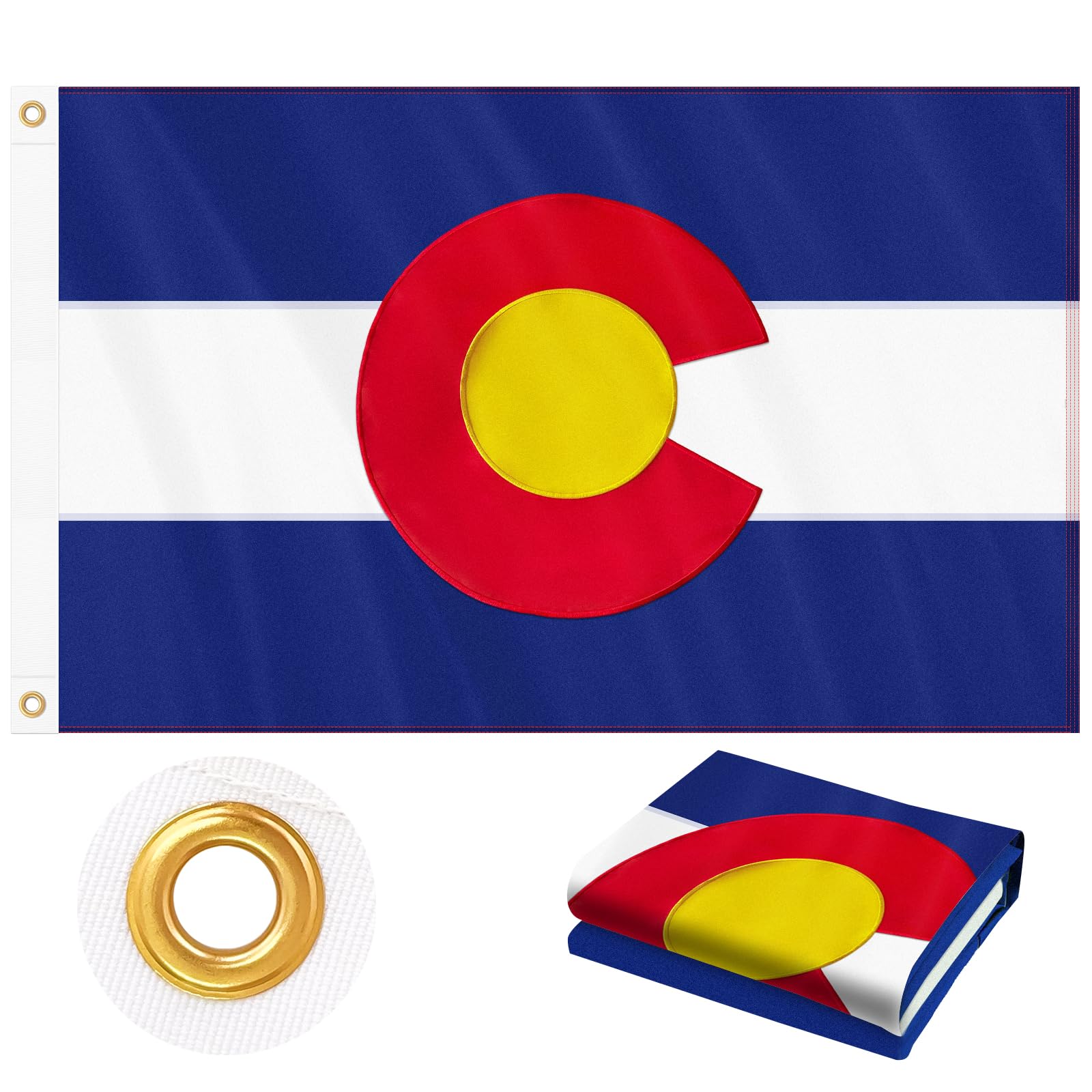 Colorado Flag 3x5 FT Outdoor, CO Flag Embroidered Heavy Duty Outside