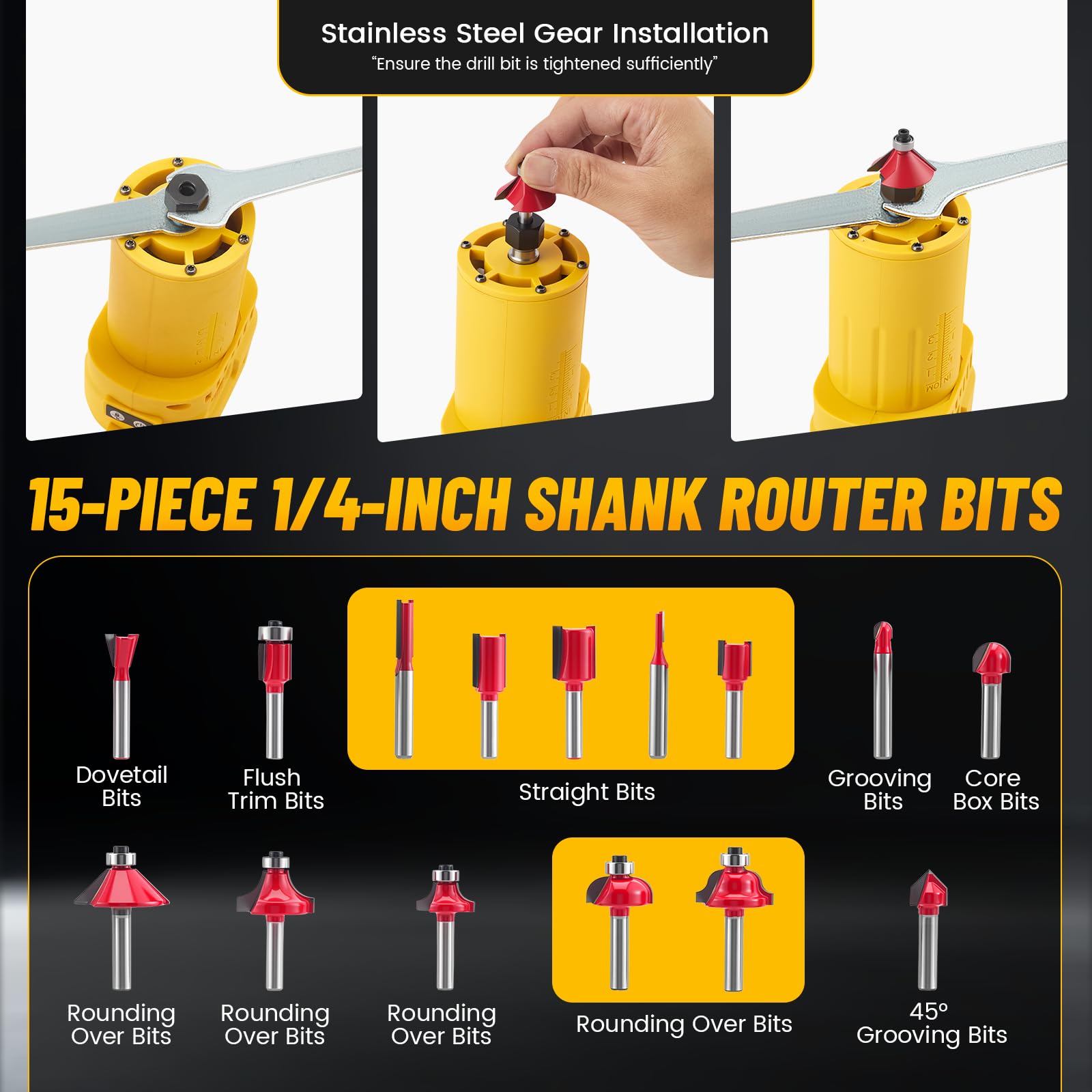 Fresa a Batteria 21V Brushless 850W Compatibile Dewalt, Fresatrice per Legno 30000 Giri/min 6 velocità, profondità 20mm, Rifilatore per Scanalature e Lavori di Falegnameria