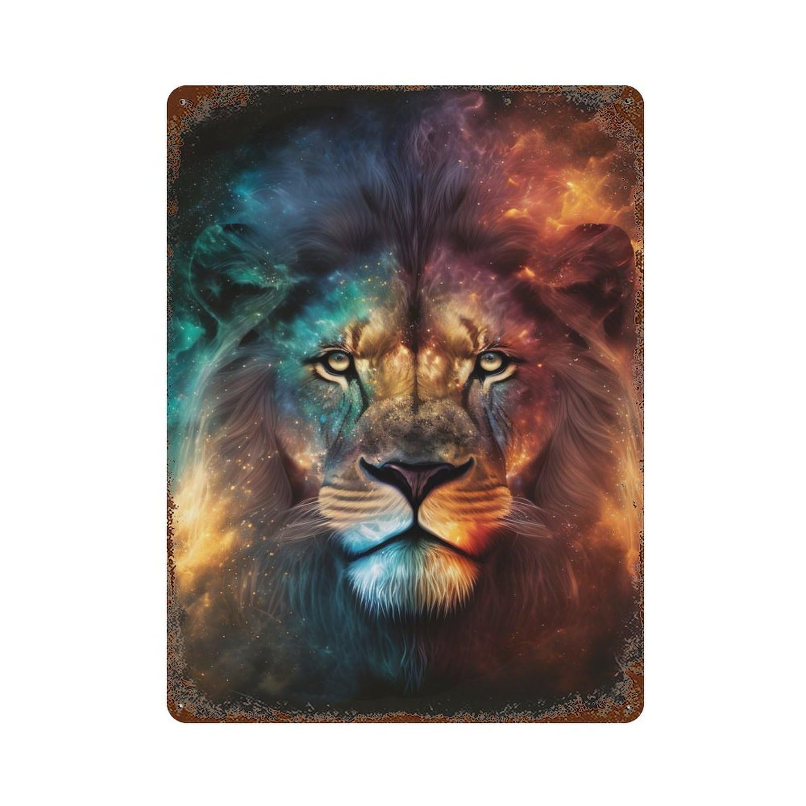 Garage Style Astral Lion Vintage Rust Metal Sign 15.7"x11.8", Industrial Home Decor for Bar And Workshop