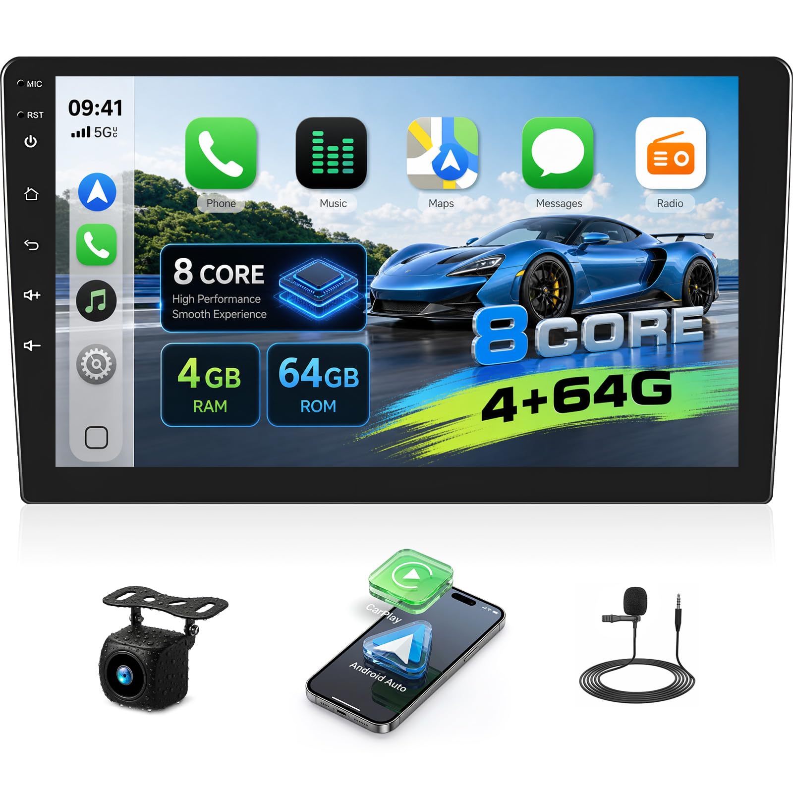 Amazon.com: [8-Core 4+64GB] Android 13 Double Din Car Radio Stereo