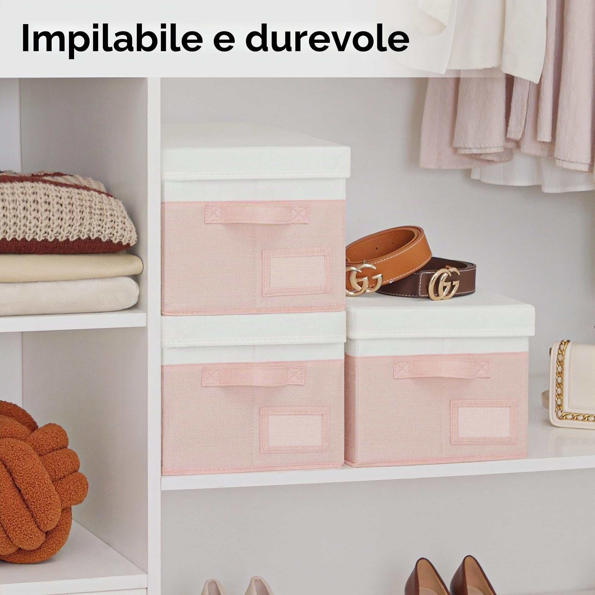 GRANNY SAYS Set di Porta Oggetti da Appendere con 4 Tasche e Scatole Tessuto con Coperchio