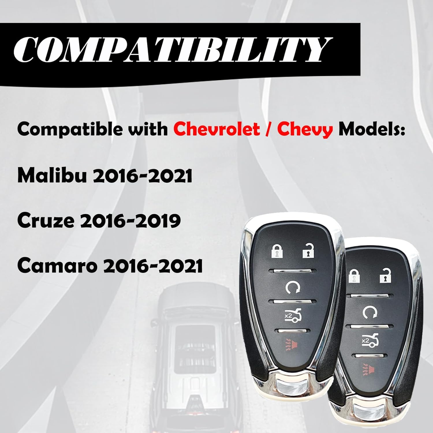 MechanMagic Key Fob Replacement Fits for Chevrolet Malibu Camaro 2016 2017 2018 2019 2020 2021 Cruze 2016-2019 Smart Proximity Keyless Entry Remote Control HYQ4EA 13529662 13590048 433 Mhz (Pack of 2)