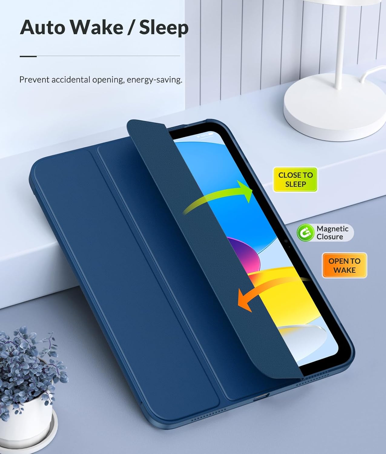 MoKo Case for New iPad (A16) 11th Generation 2025/ 10th Generation 2022, iPad 11 inch/ 10.9 inch Case with Soft TPU Translucent Frosted Back Cover, Auto Wake/Sleep, Support Touch ID, Dark Sea Blue