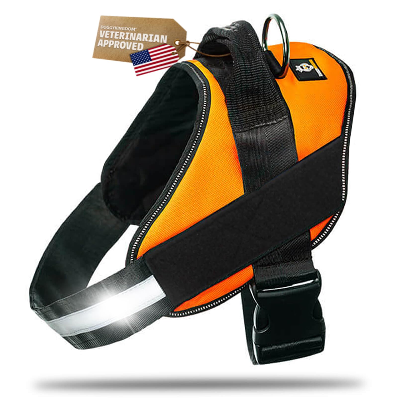 DOGGYKINGDOM Dog Harness with Patch Panels, No Choke, Reflective, Adjustable, Soft Padded Dog Vest Harness with Easy Control Handle for Medium Sized