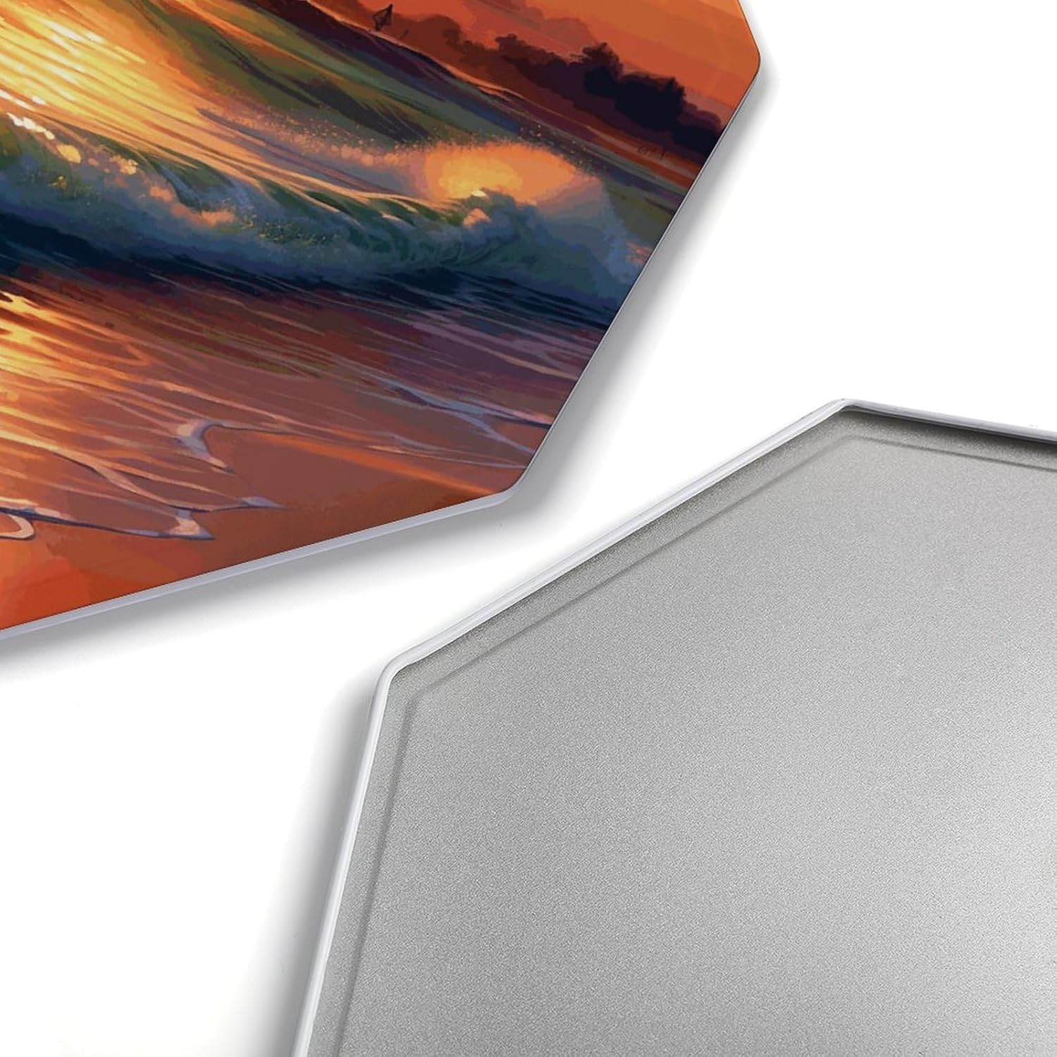 Ctagon Metal Sign for Home, Modern Display Plate for Kitchen, Sunset Seaside Plates Accent Hanging Wall Decorations 3PCS for Living Room, Bedroom, Hallway, Hotel
