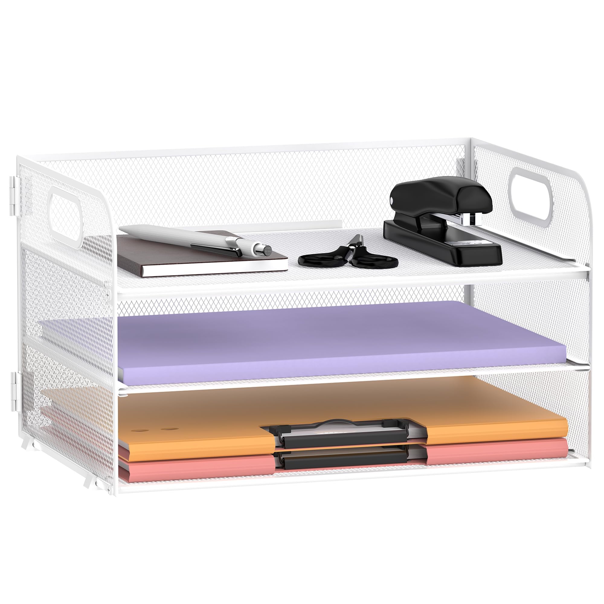 SUPEASY 3-Tier Papier Organizer mit Griff, Mesh Schreibtisch