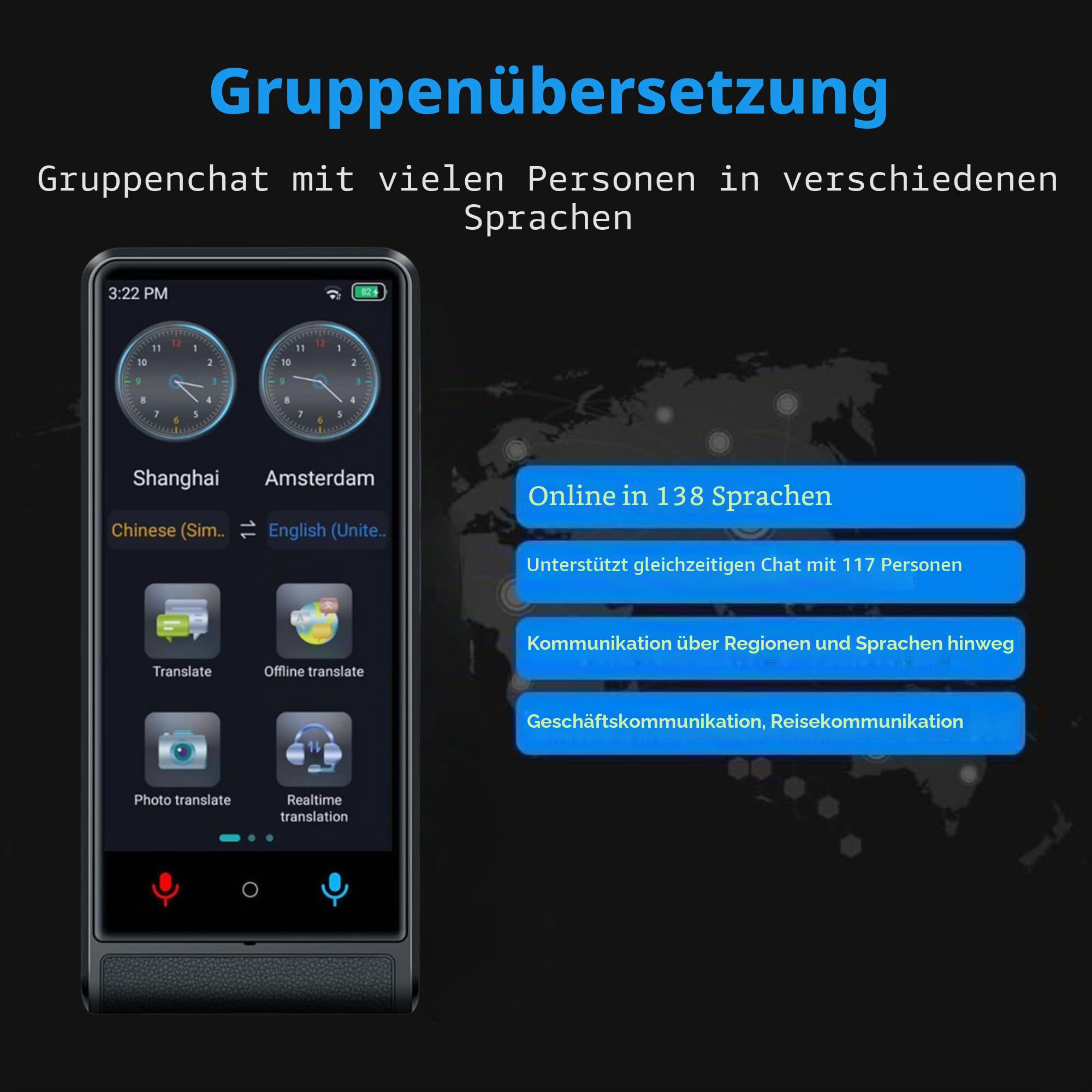 California, Sprachuebersetzer Echtzeit 2026, Ohne WLAN Ohne Daten, 4 Zoll Touchscreen, Aluminiumlegierung, 142 Sprachen Online 22 Offline, KI-Uebersetzer