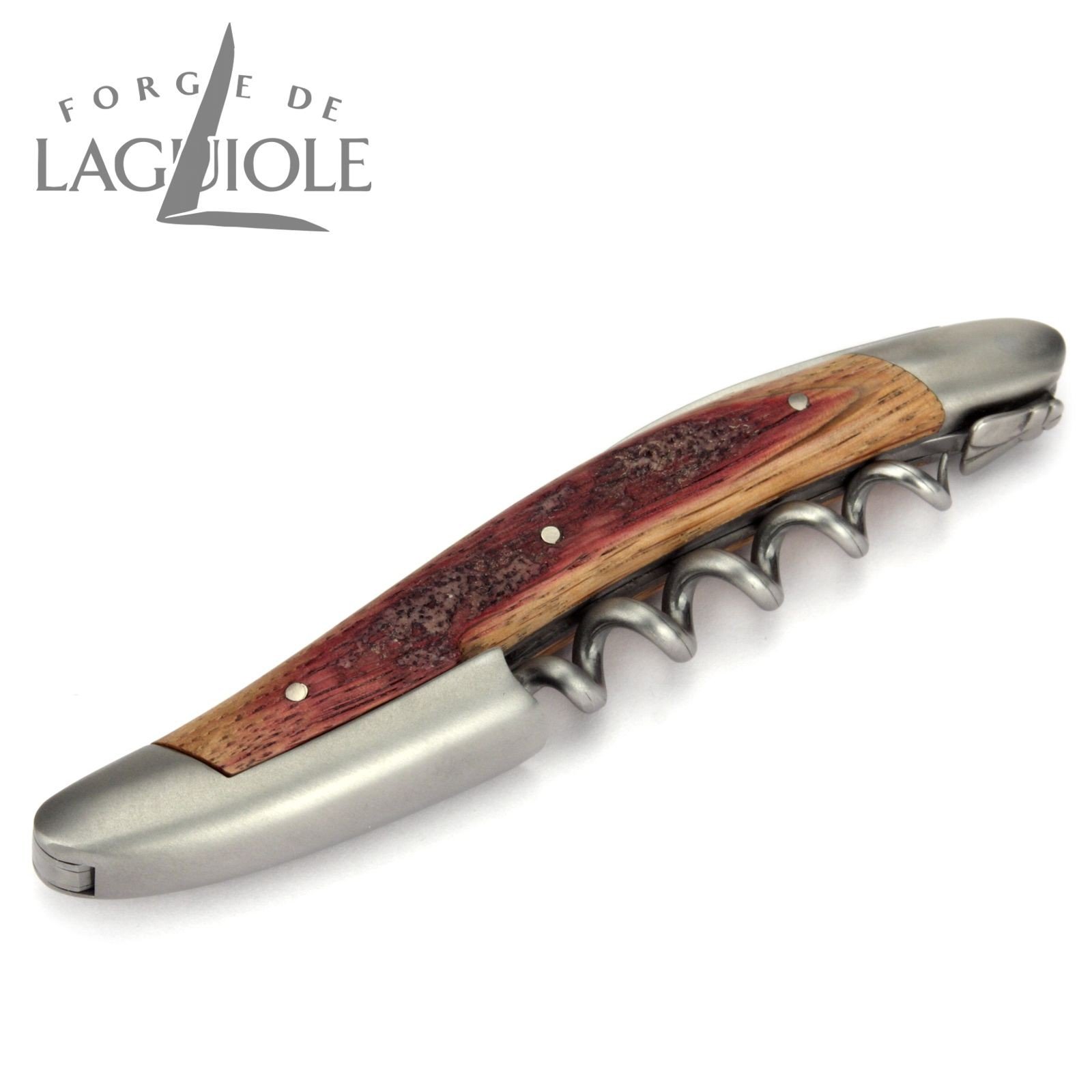 Forge de Laguiole Kellnermesser Sommelierbesteck - Griff Barriquefass Eichenholz - Edelstahl matt