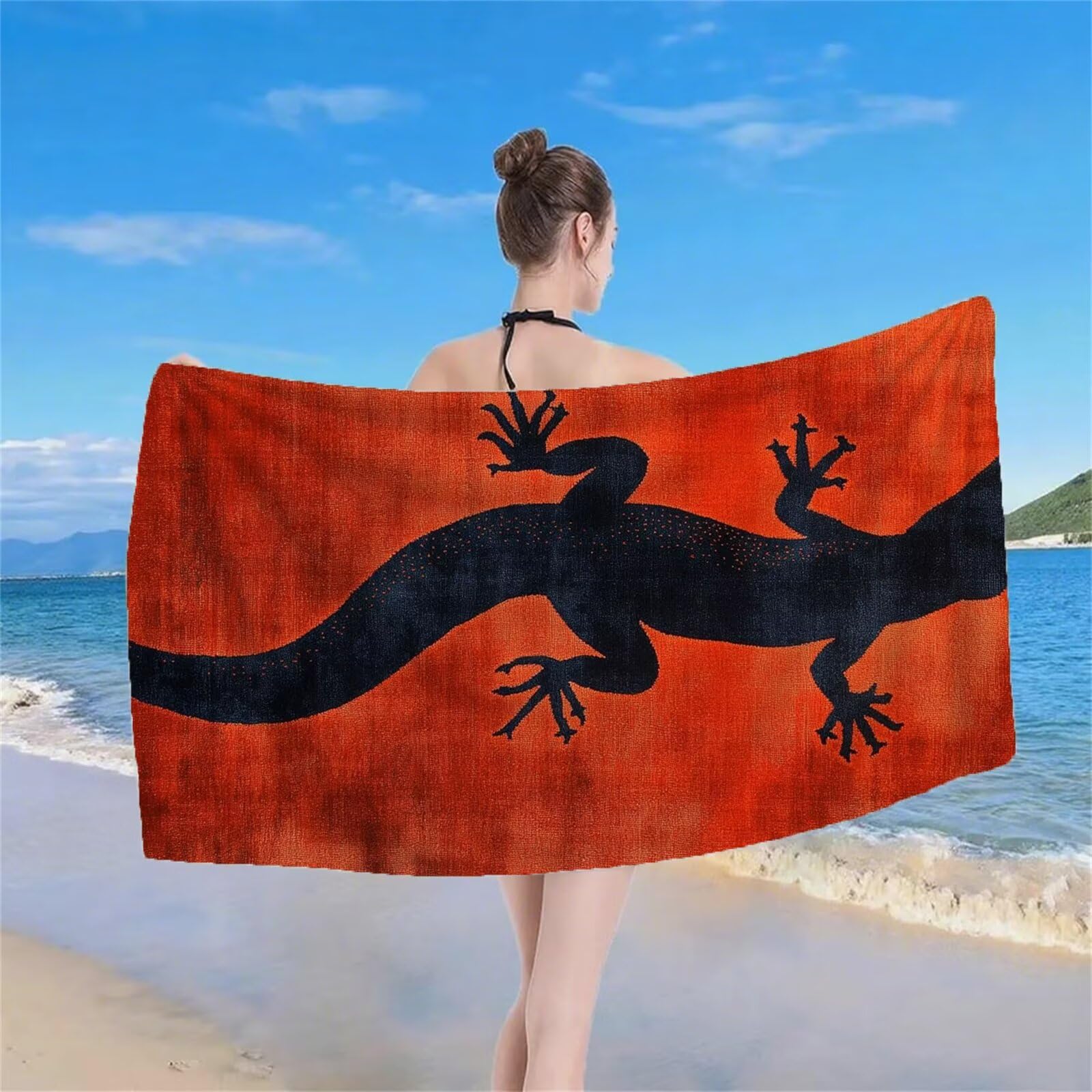 Telo Mare Grande, Teli Mare Microfibra Spiaggia, Aantisabbia Leggero Asciugatura Rapida Asciugamano Palestra Asciugamani Uomo Donna Stuoia Spiaggia per Piscina Viaggio Accessori 220x100 cm Geco S-758