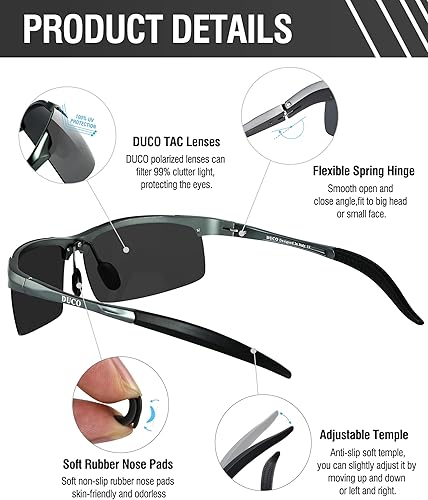 Miniatura 4 de Duco - Gafas de sol deportivas polarizadas para hombre con protección UV 8177s