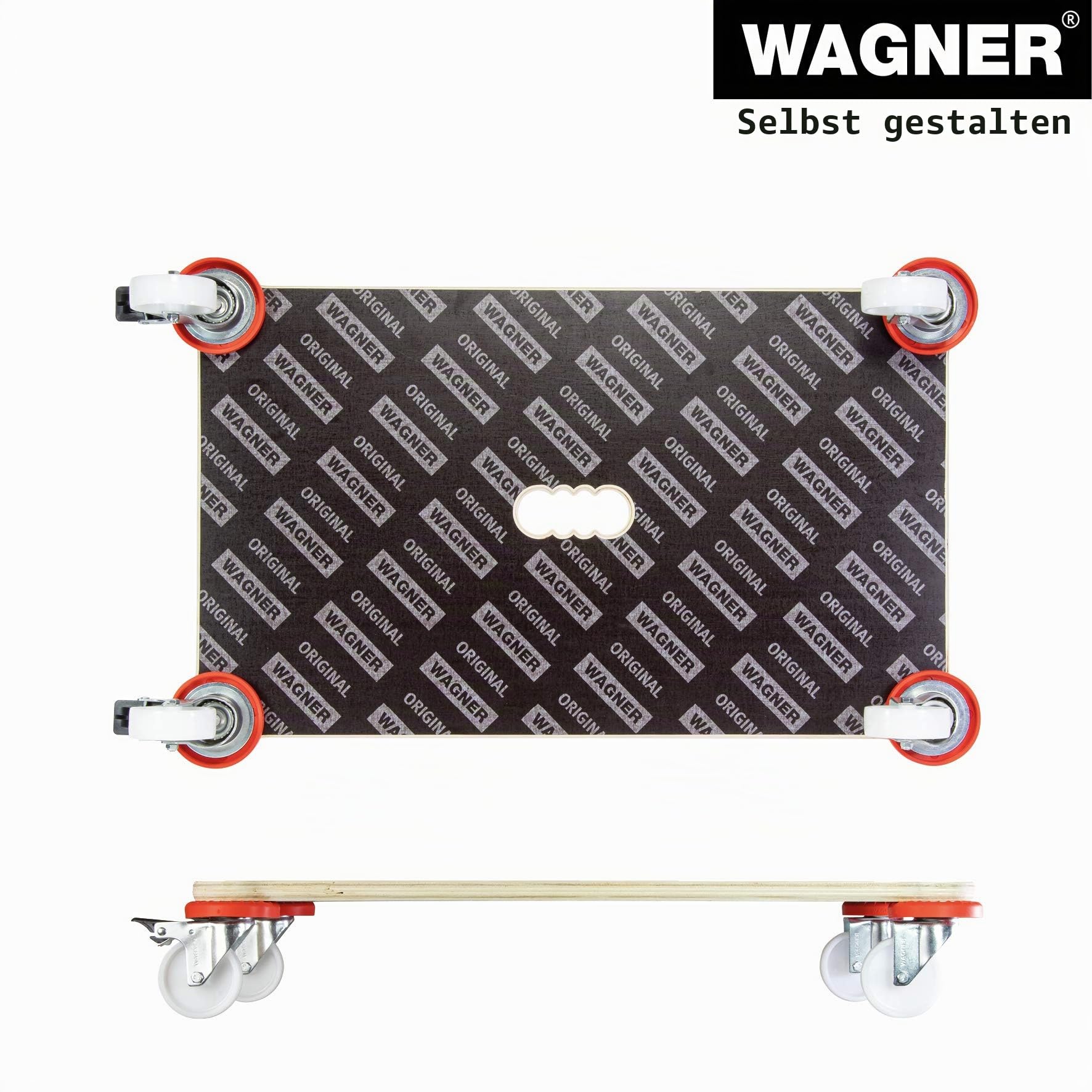 WAGNER Transportroller Transporthilfe I Schichtholz mit Grip 71 x 44 x 12,5 cm, Tragkraft 200 kg I Umzugsrollbrett für Möbel I Möbelroller für Umzüge mit Umgebung Schutzprotektoren I FSC® I Made in DE