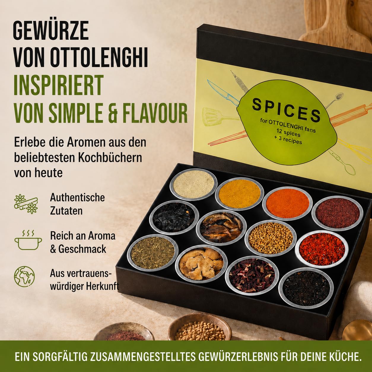 Ottolenghi Gewürze Geschenkbox: 12 Gewürze aus dem Kochbuch Simple & Flavour, Mittelost-Gewürzset
